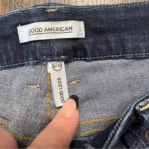 Good American Dark Wash Good Legs Distressed Raw Edge Hem Jeans SZ 30/10 - Picture 7 of 7